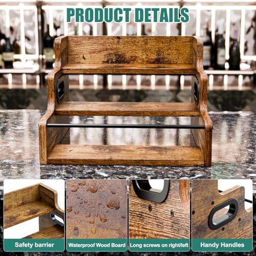 KLM Liquor Bottle Display Shelf, Coffee Syrup Rack Organizer, 3 Step
