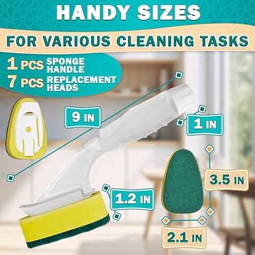 Dish Wand with Soap Dispenser, 7 Sponge Refills, Non-Scratch Head
