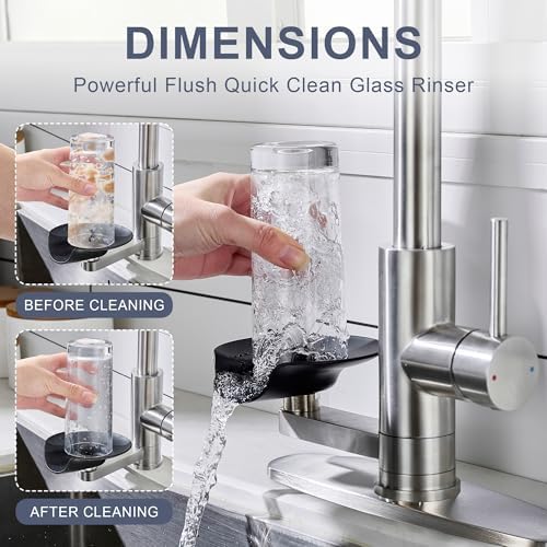 Pull-Down Kitchen Faucet with Glass Rinser, Brushed Nickel