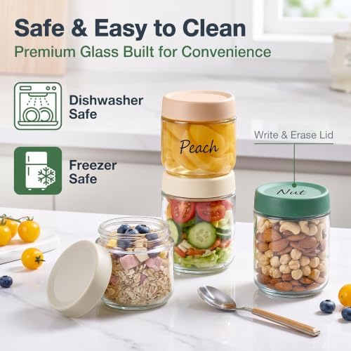 Qipecedm® 8 Pack Overnight Oats Containers, 16oz & 10 oz