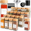 SAVVY & SORTED Glass Spice Jars with Label, 24PK Bamboo Jar Spices Set