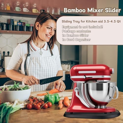 ANOTION Bamboo Sliding Tray for Kitchen Aid Mixer