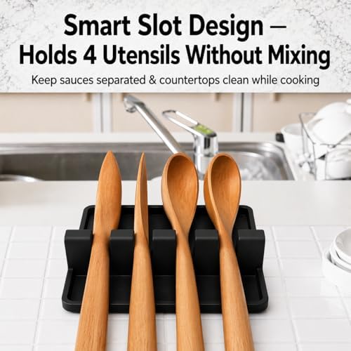 Spoon Rest for Stove Top, Silicone Spoon Holder for Kitchen Counter