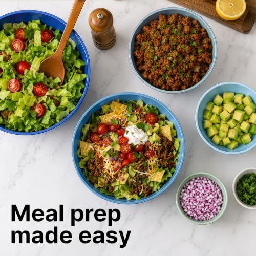 Zulay Kitchen 12 Piece Plastic Mixing Bowls with Lids Set - Leak-Proof