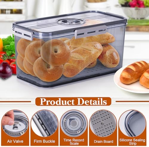 ANYPROLUS Airtight Bread Box with Lid, Grey