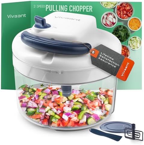 Vivaant Hand Pull Manual Food Chopper, Onion Chopper Vegetable Cutter