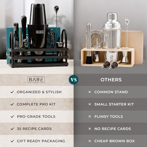 BARE BARREL® Mixology Bartender Kit Bar Set | 14-Piece Cocktail Shaker