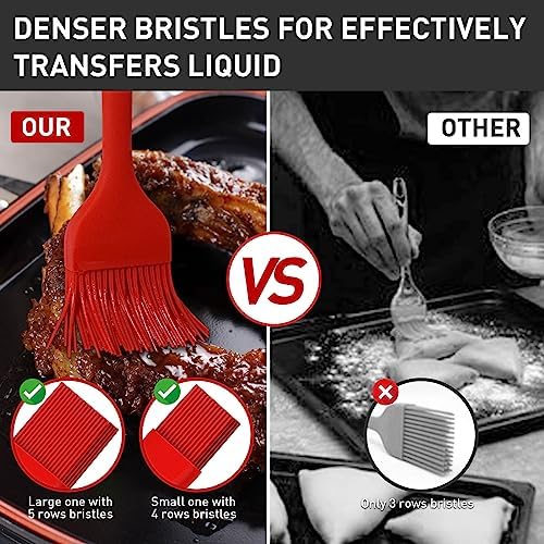 Begonia Silicone Basting Pastry Brush,2pcs 10+8 inch BBQ Sauce