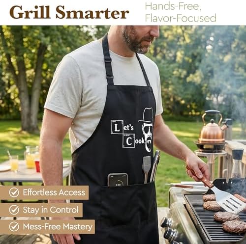 Funny Chef Apron Gifts for Men, Cooking BBQ Grilling Adjustable Bib