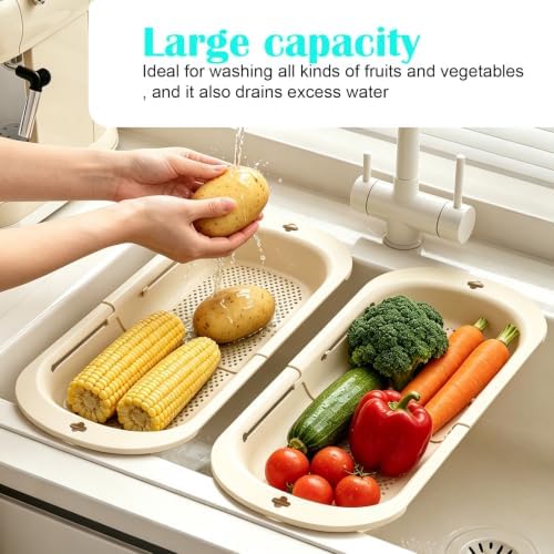 Expandable Over Sink Strainer Basket, Thick Kitchen Colander