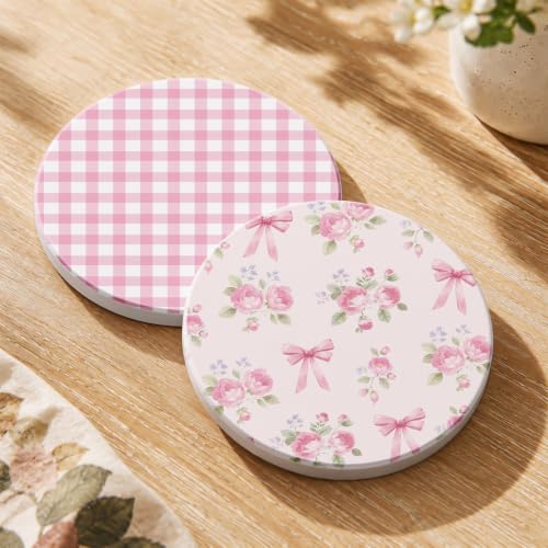 Oqplog 2 Pack Ceramic Absorbent Drink Coasters for Women