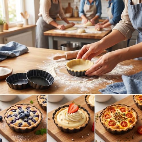 18 Packs Mini Tart Pans 3 Inch, Carbon Steel Egg Tart Molds with