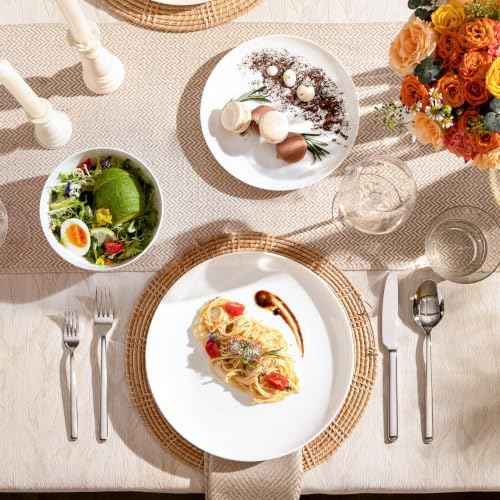KINGSTONE Bone China Dinnerware Set for 4, 12-Piece Plates and Bowls