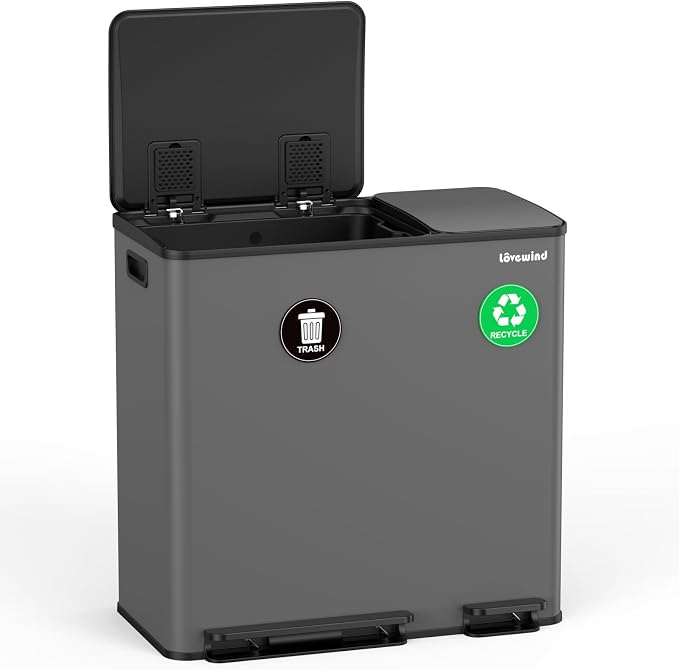 Lovewind Dual Trash Can, 14 + 6 Gallon Garbage Can by LOVEWIND