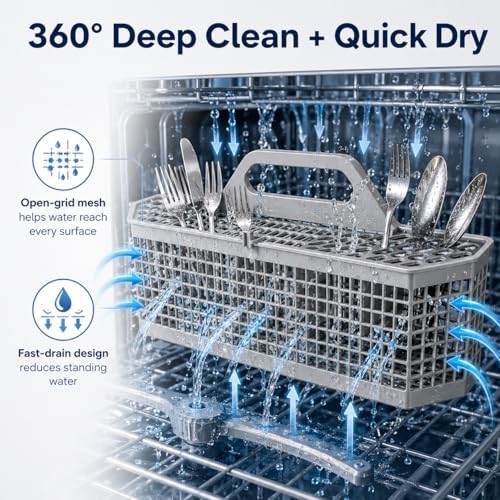 Universal Dishwasher Silverware Basket Replacement with Handle