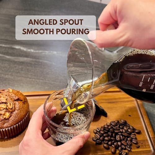 Pour Over Coffee Maker - 20 Oz (600ml) Borosilicate Glass Carafe