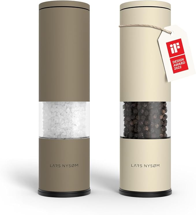 LARS NYSØM Salt and Pepper Grinder Set Manual, Stainless Steel Salt and Pepper by LN