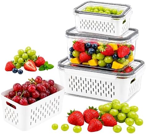 Fruit Storage Containers with Detachable Drainer Basket