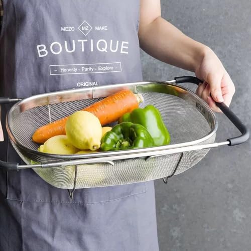 NikLye Stainless Steel Over the Sink Colander Basket with Expandable