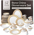 Joseph Sedgh Collection Golden Greek Key Bone China Dinnerware Set, 57-Piece