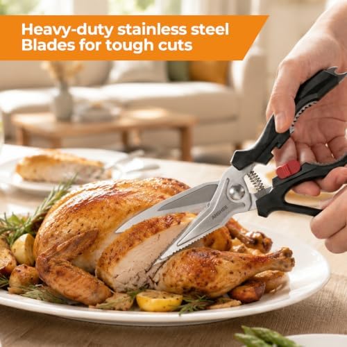 ANSHEE Heavy Duty Kitchen Scissors, Poultry Shears for Meat & Bone