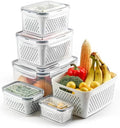 5 Set Fruit Storage Containers for Fridge with Colander