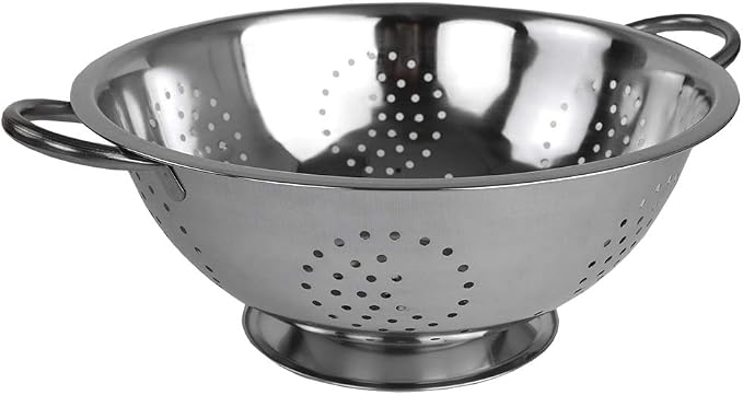 Metal Colander With Stainless Steel Finish By Home Basics, 5 QT | Medium by HomeBasics
