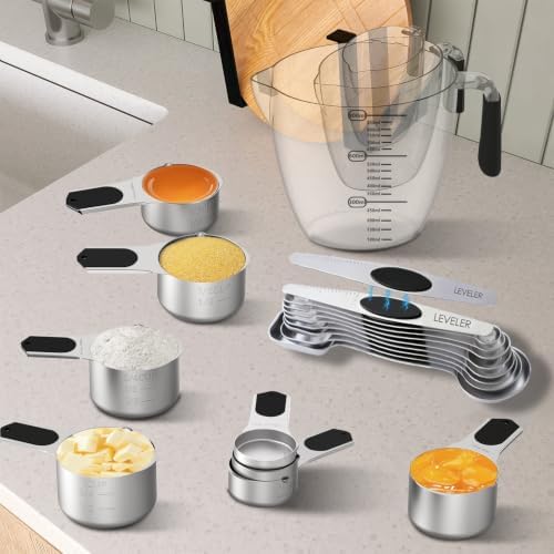Measuring cups and spoons set,Magnetic Measuring 5 Cups 7 Spoons & 1