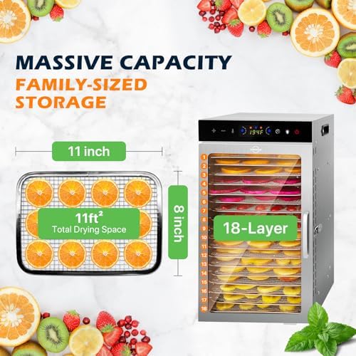 Commercial Food Dehydrator Machine, 18 Trays, 800W