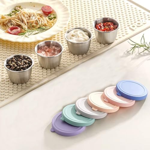 PandaEar 6 Pack 2.4 oz Stainless Steel Condiment Containers with