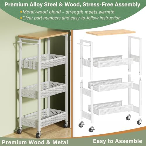 OKZEST 4-Tier Slim Rolling Storage Cart