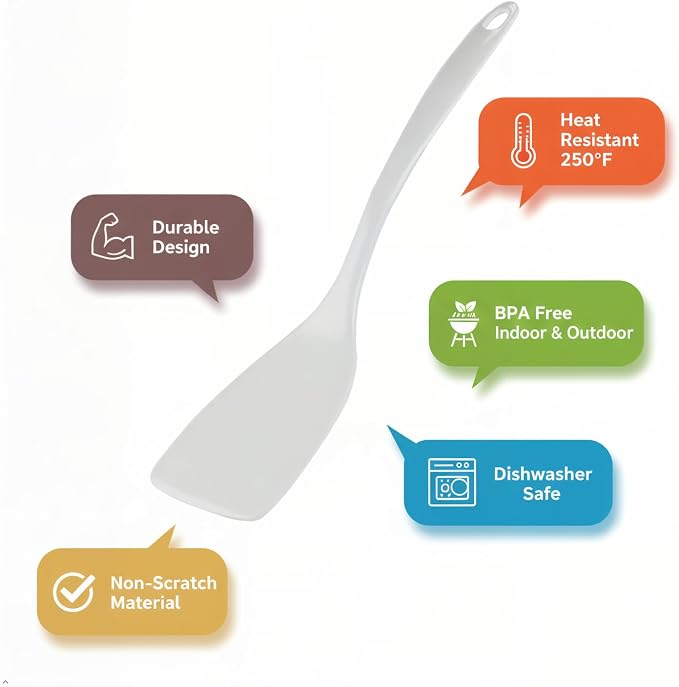 Spatula, Turner for Non-stick pans, Heat Resistant, BPA Free Melamine Utensil - Image 6