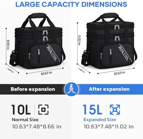 RealCool Insulated Lunch Bag, Portable Double Deck Lunch Box for Men
