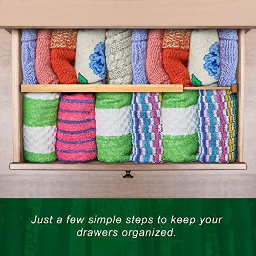 4 Pack Bamboo Drawer Dividers Organizer with Inserts 2.6'' High