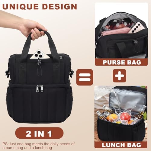 LOIDOU 2-in-1 Lunch Tote Bag for Women Work, Insulated Lunch Bag &