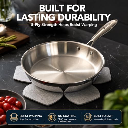 MICHELANGELO 5-Ply Stainless Steel Cookware Set, 23-Piece Pots and Pans Set
