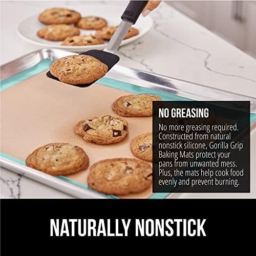 GORILLA GRIP Nonstick Silicone Baking Mats, 2PK, Half Sheet