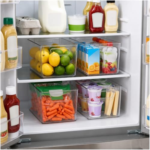 8 Pack Clear Plastic Storage Bins, 3 Sizes: 4L+2M+2S