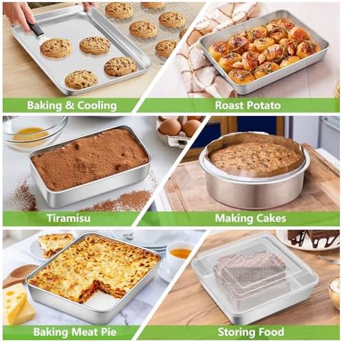 P&P CHEF Stainless Steel Baking Sheet Pan Set of 11, Bakeware Set for