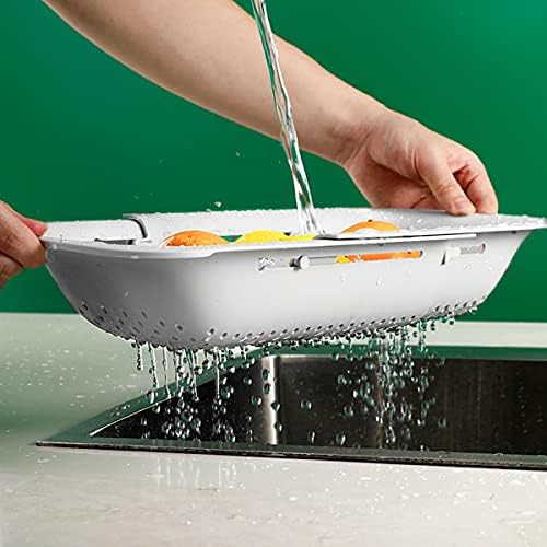 Collapsible Over-the-Sink Colander, 14.3-19.4-Inch, White