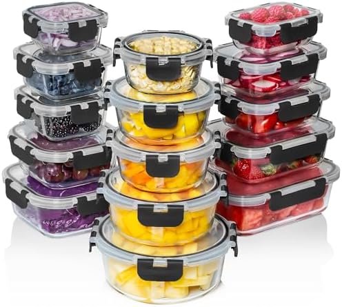 Razab 30 PC Glass Food Storage Containers with Lids