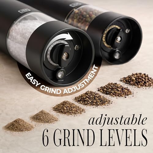 Styled Settings Electric Salt and Pepper Grinder Set, Black