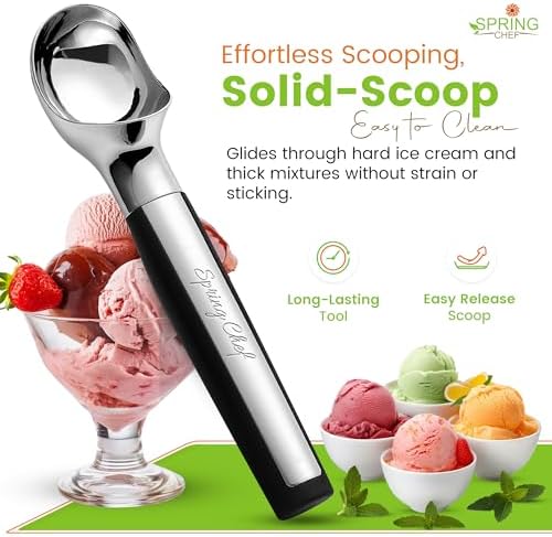 Spring Chef Heavy Duty Metal Ice Cream Scoop with Soft Grip Handle