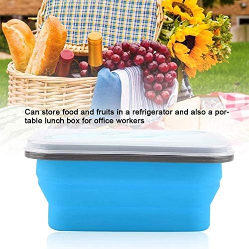 Silicone Collapsible Lunch Box, 600ml Food Storage Container with