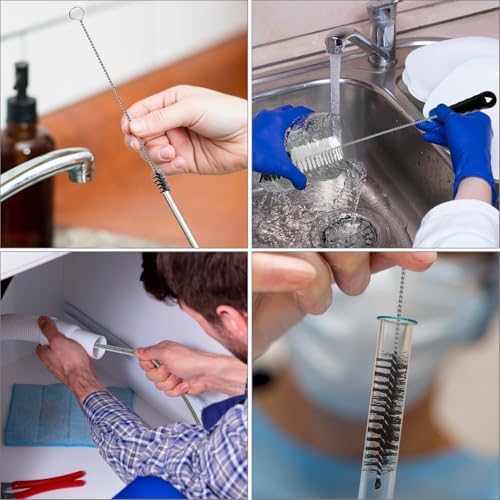 QWORK 12Pcs Tube Pipe Cleaner Kit, 15.75" Long Handle Brush, 5.25 Ft