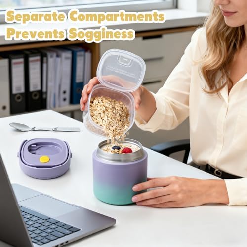 2 - in - 1 Soup Thermo for Hot Food 14oz with Snack Box Container Leak