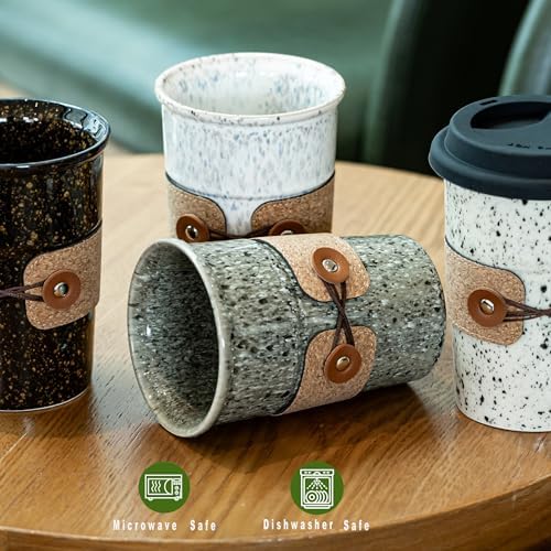 Ceramic Coffee Travel Mug Tea Cups with Lids, Travel Coffee Tumbler