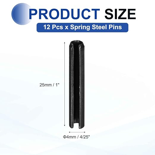 MECCANIXITY 120Pcs Slotted Split Roll Pins 4/25 Inch Dia. 1 Inch Length 65Mn - Image 2
