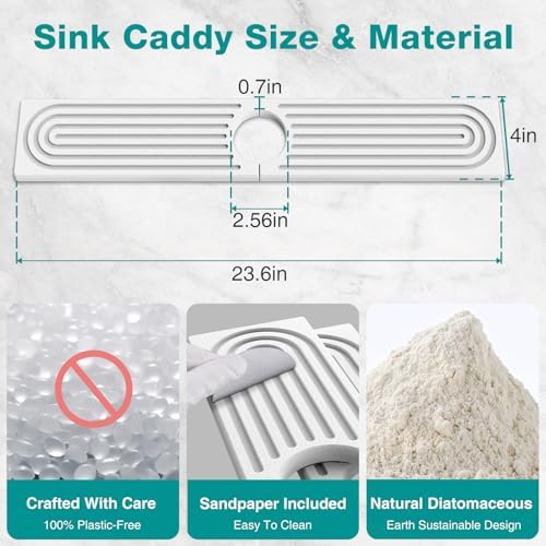 DK177 Diatomite Fast Drying Faucet Mat for Kitchen Sink, Water