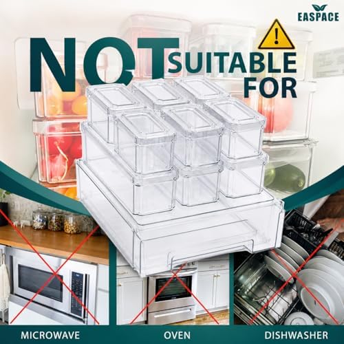 10-Pack Fridge Organizer Bins with Drawer